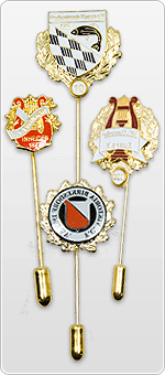 Badges and pins with long pins
