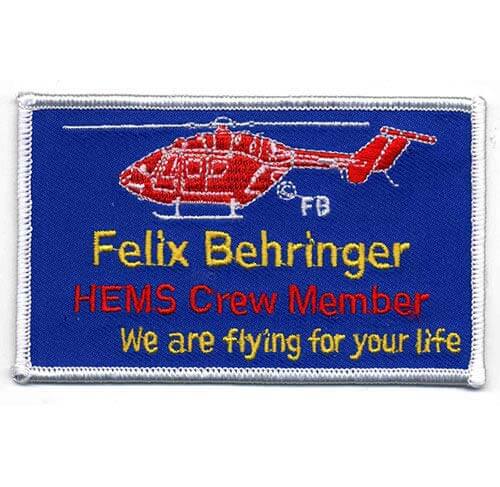 Aufnäher Hubschrauber HEMS Crew Member Felix Behringer