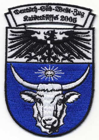 Aufnäher mit Laserschnitt Wappen mit Kuh und Adler