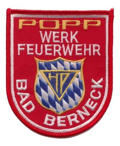Aufnäher Werkfeuerwehr Popp Bad Berneck<br><br>