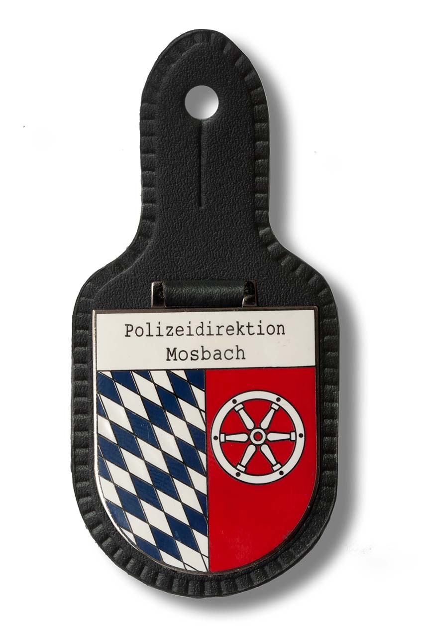 Verbandsabzeichen, Brustanhänger, Lederanhänger Polizeidirektion Moosbach