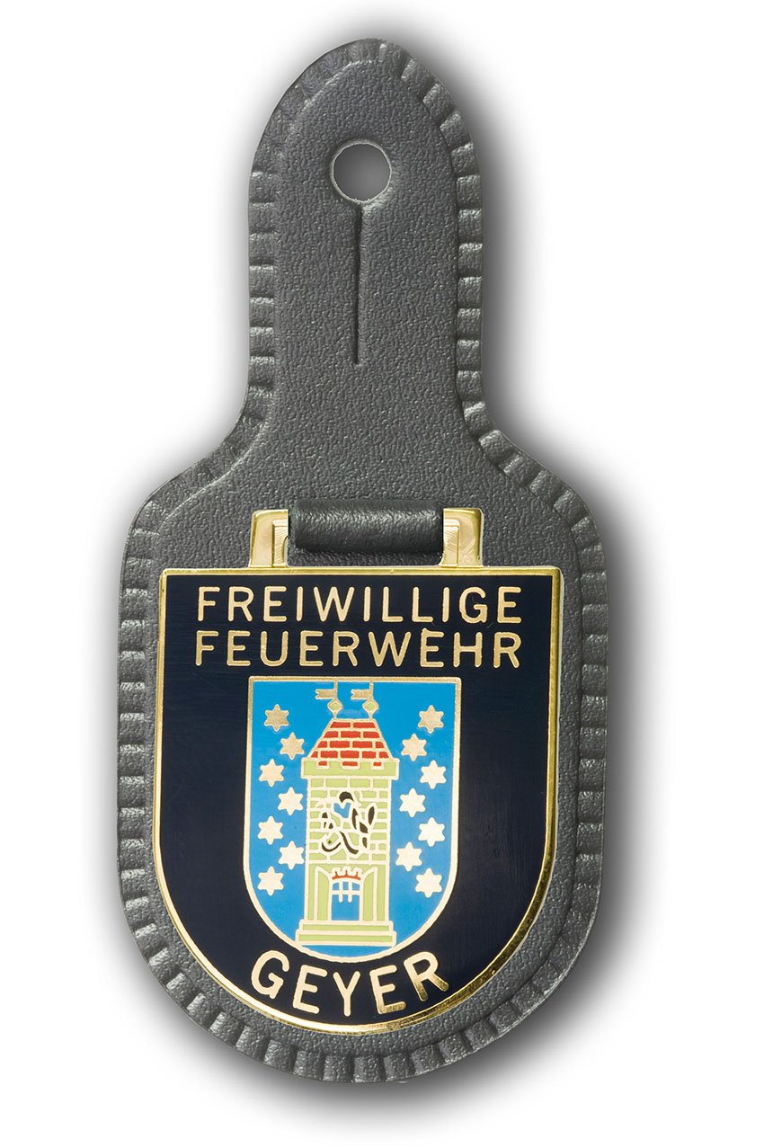 Verbandsabzeichen / Brustanhänger / Brusttaschenanhänger Ausführung D FFW Geyer