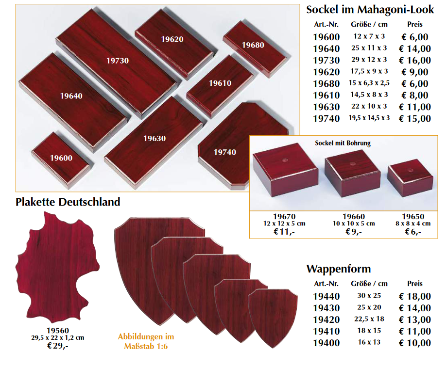 Holzplaketten in Wappenform
