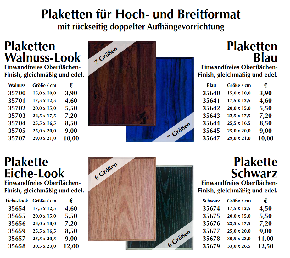 Schwarze Holzplaketten