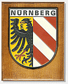 Stadtwappen Wappenschild auf Holzplatte Nürnberg