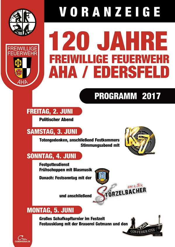 Voranzeige - 100 Jahre Freiwillige Feuerwehr AHA/Edersfeld