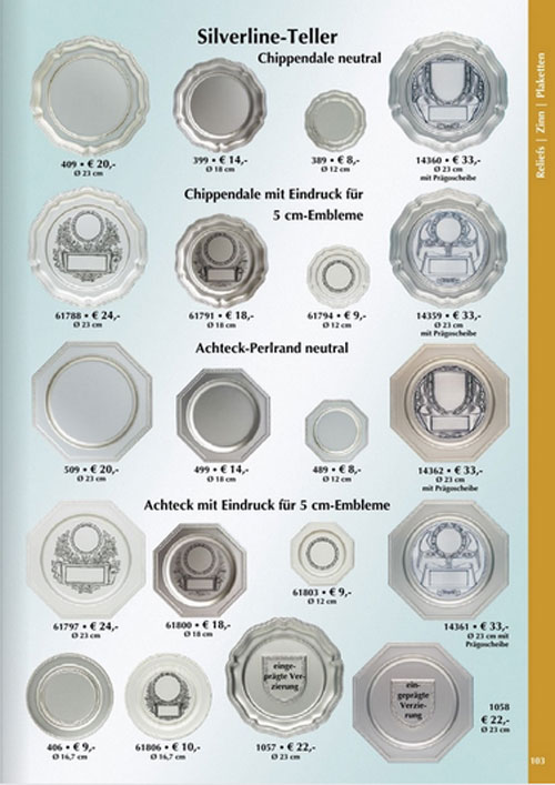 Ehrenpreise Metallteller
