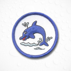 Schwimmabzeichen Delfin, gestickter Aufnäher