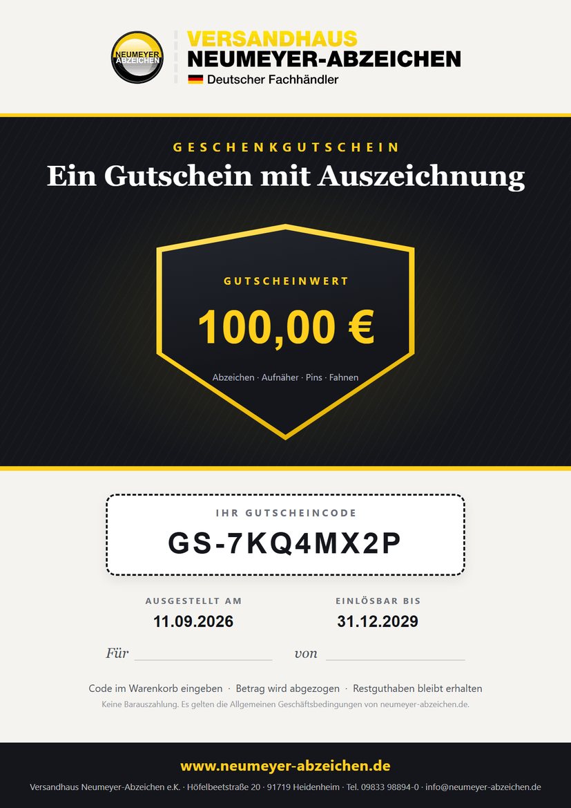 Geschenkgutschein von neumeyer-abzeichen.de